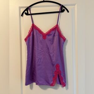 Victoria's Secret Purple Satin nightie with Pink Lace Trim